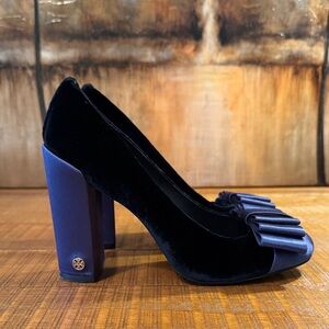 Tory Burch Dark Blue Velvet Heels